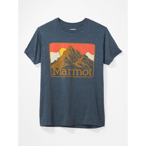 Marmot Mountain Peaks T-Shirts For Mens Navy PNM397654